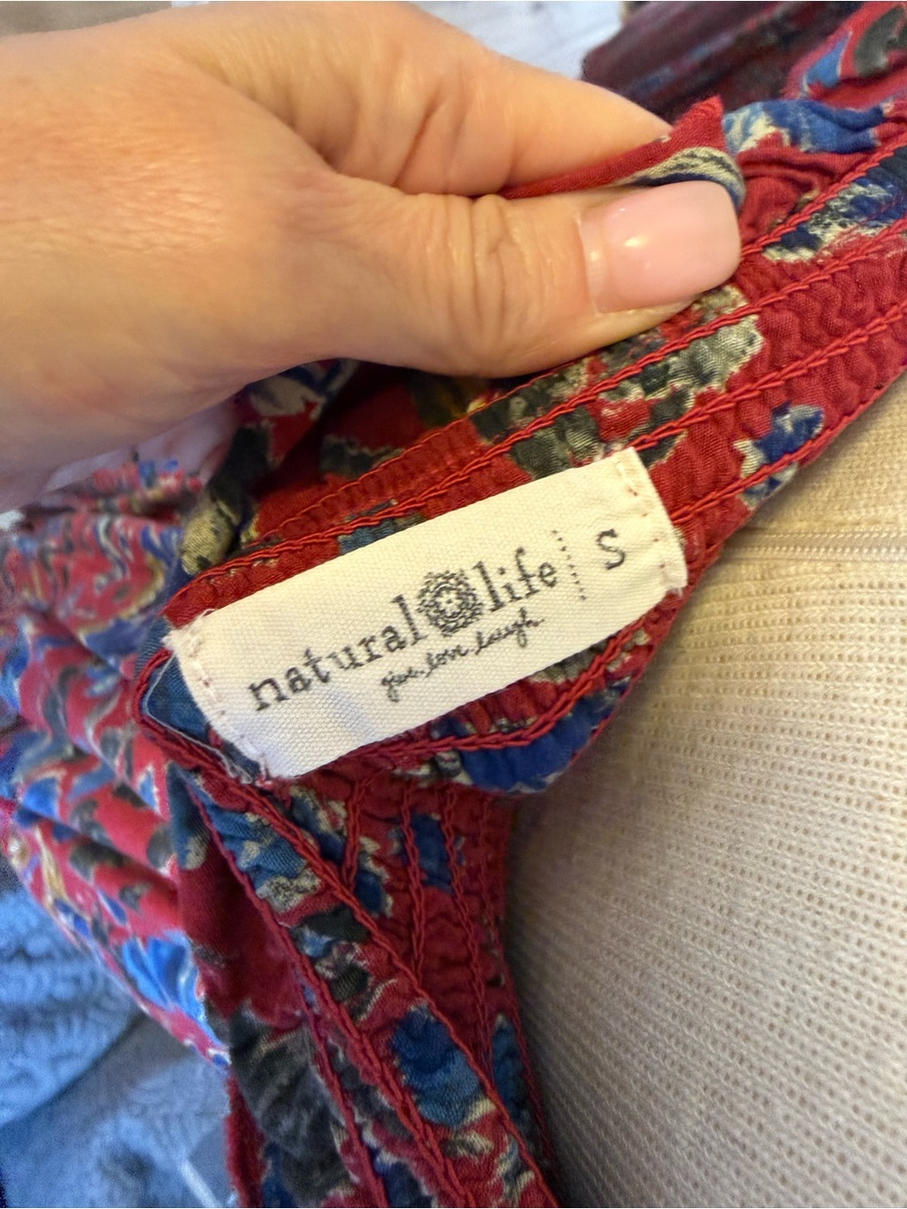 NATURAL LIFE Red Floral Dress with Blue Accents - Picture 5 of 6